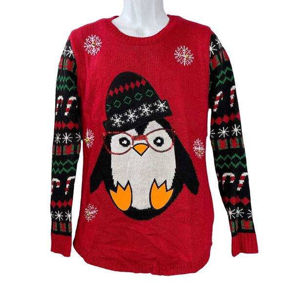No Boundaries Party Penguin Light Up Ugly Christmas Sweater Size L NWOT - Picture 1 of 3